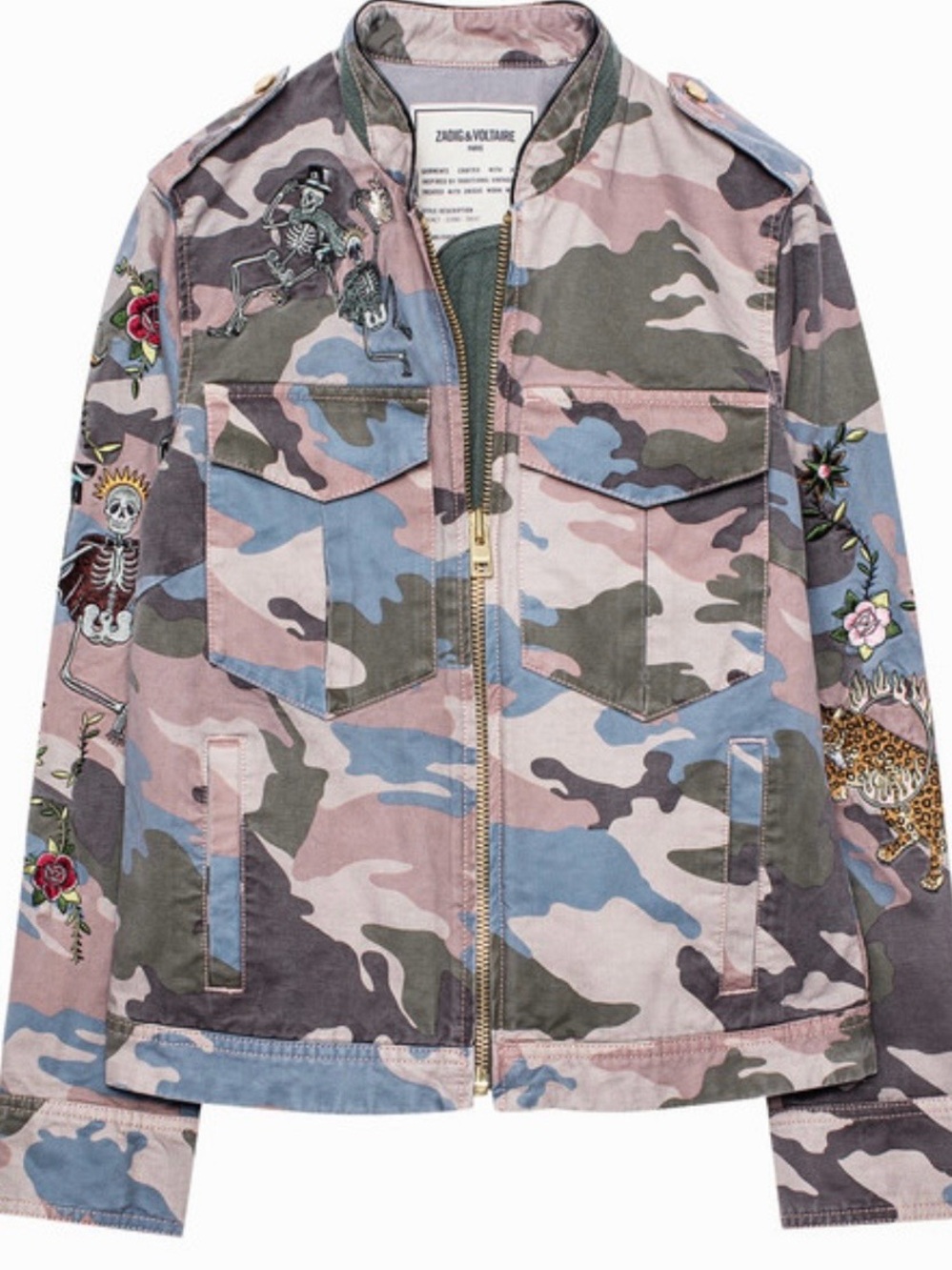 🎉SALE🎉 Zadig & Voltaire Kavy Camou Brode Embroidered Camo Utility Jacket NWOT - Picture 5 of 12